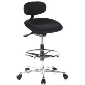 Sedia da banco WORK MF nera con poggiapiedi e base a stella cromata su ruote di hjh OFFICE