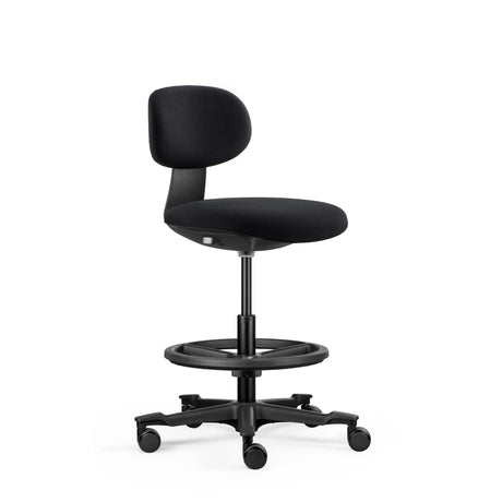 Sedia da lavoro WORK MF2 nera con seduta imbottita, poggiapiedi e ruote di hjh OFFICE