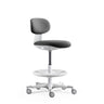 Sedia da lavoro WORK MF2 W in grigio scuro con base a stella e poggiapiedi bianchi di hjh OFFICE