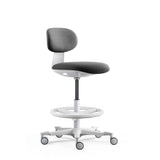 Sedia da lavoro WORK MF2 W in grigio scuro con base a stella e poggiapiedi bianchi di hjh OFFICE