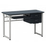 Scrivania WORKFLOW in grafite e bianco con ripiano estraibile per tastiera e due cassetti di hjh OFFICE