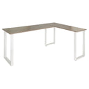 Scrivania ad angolo WORKSPACE BASIC I con piano grigio e gambe bianche a forma di U di hjh OFFICE