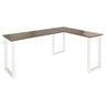 Scrivania ad angolo WORKSPACE BASIC I con piano in noce marrone e gambe bianche a forma di U di hjh OFFICE