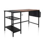 Scrivania WORKSPACE H I in nero e marrone con due ripiani e un vano laterale di hjh OFFICE