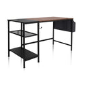 Scrivania WORKSPACE H I in nero e marrone con due ripiani e un vano laterale di hjh OFFICE