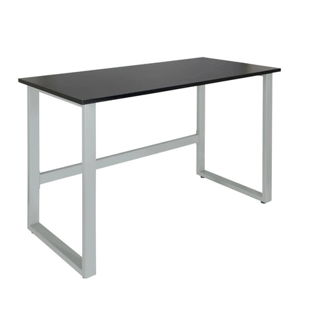 Scrivania WORKSPACE LIGHT I in grafite con un piano rettangolare e struttura in metallo argentato di hjh OFFICE