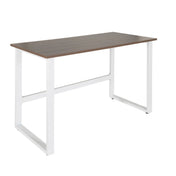 Scrivania WORKSPACE LIGHT I con piano in noce marrone e struttura in metallo bianco di hjh OFFICE