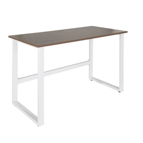 Scrivania WORKSPACE LIGHT I con piano in noce marrone e struttura in metallo bianco di hjh OFFICE