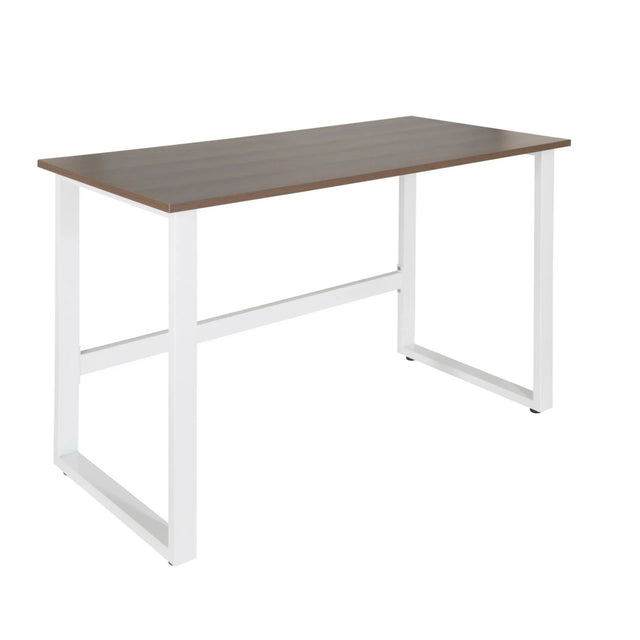 Scrivania WORKSPACE LIGHT I con piano in noce marrone e struttura in metallo bianco di hjh OFFICE
