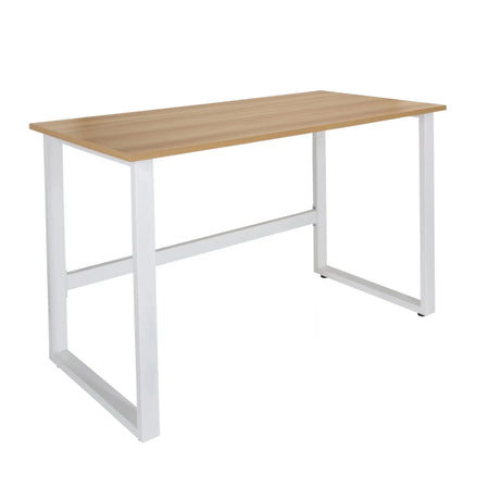 Scrivania WORKSPACE LIGHT I con piano in rovere chiaro e struttura in metallo bianco di hjh OFFICE