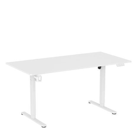 Scrivania elettrica ad altezza regolabile Worktime in bianco con piano rettangolare di hjh OFFICE