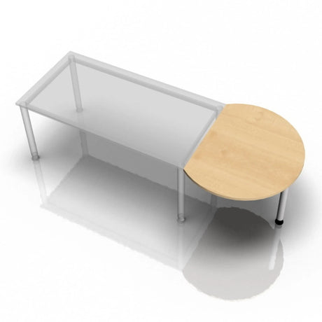Tavolino XBA60 G / XBA80 G con piano semicircolare in effetto legno di acero e gambe argentate di hjh OFFICE PRO