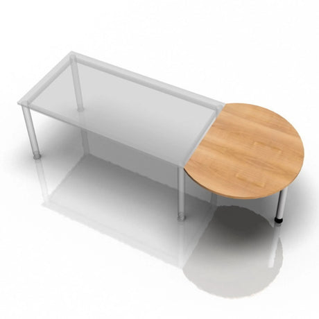 Tavolino d'appoggio XBA60 G / XBA80 G con piano semicircolare effetto noce e struttura bianca di hjh OFFICE PRO