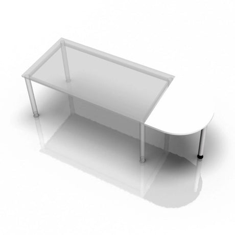 Tavolino bianco XBA60 S / XBA80 S con piano semicircolare e quattro gambe di hjh OFFICE PRO