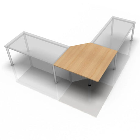 Scrivania trapezoidale XBE90 G / XBE91 G / XBT12 G con piano color rovere e gambe argentate di hjh OFFICE PRO