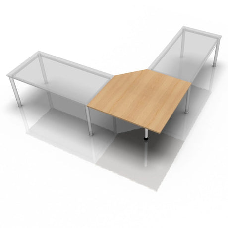 Scrivania trapezoidale XBE90 S / XBE91 S / XBT12 S con piano color rovere e gambe argentate di hjh OFFICE PRO