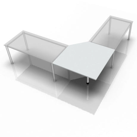 Scrivania grigia XBE90 S / XBE91 S / XBT12 S con piano trapezoidale e due ripiani laterali di hjh OFFICE PRO