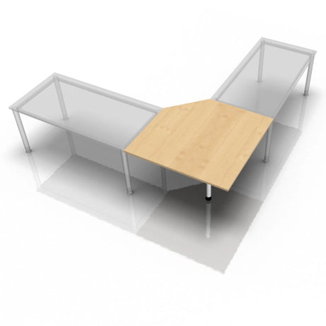 Scrivania trapezoidale XBE90 W / XBE91 W / XBT12 W con piano in legno d'acero chiaro e gambe argentate di hjh OFFICE PRO