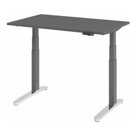 Scrivania regolabile elettricamente in altezza XBHM 12 GC in grafite con display digitale di hjh OFFICE PRO