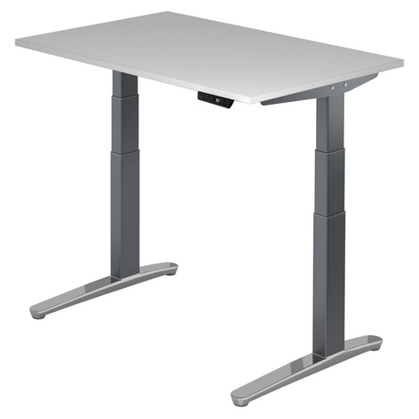 Scrivania regolabile elettricamente in altezza XBHM 12 GC in grigio con display digitale di hjh OFFICE PRO