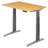 Scrivania regolabile elettricamente in altezza XBHM 12 GC in faggio con gambe grigie di hjh OFFICE PRO