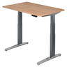 Scrivania regolabile elettricamente in altezza XBHM 12 GC in aspetto noce con struttura grigia di hjh OFFICE PRO