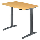 Scrivania regolabile elettricamente in altezza XBHM 12 GG in faggio con struttura grigio scuro di hjh OFFICE PRO