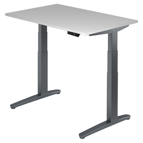 Scrivania regolabile in altezza elettricamente XBHM 12 GG in grigio con pannello di controllo digitale di hjh OFFICE PRO