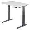 Scrivania regolabile elettricamente in altezza XBHM 12 GG in bianco con struttura grigio scuro di hjh OFFICE PRO