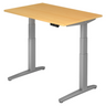 Scrivania regolabile elettricamente in altezza XBHM 12 SS in effetto faggio con gambe grigie di hjh OFFICE PRO