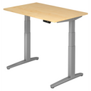 Scrivania regolabile elettricamente in altezza XBHM 12 SS in acero con struttura grigia di hjh OFFICE PRO