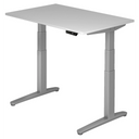 Scrivania regolabile elettricamente in altezza XBHM 12 SS in grigio con display digitale di hjh OFFICE PRO