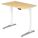 Scrivania regolabile elettricamente in altezza XBHM 12 WC in look acero con struttura bianca di hjh OFFICE PRO