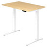 Scrivania regolabile elettricamente in altezza XBHM 12 WW con piano in legno d'acero e struttura bianca di hjh OFFICE PRO