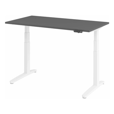 Scrivania regolabile elettricamente in altezza XBHM 14 WW in grafite con struttura bianca e display digitale di hjh OFFICE PRO