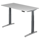 Scrivania regolabile elettricamente in altezza XBHM 16 GC in grigio con pannello di controllo digitale di hjh OFFICE PRO