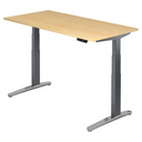 Scrivania regolabile elettricamente in altezza XBHM 16 GC in acero con gambe grigie di hjh OFFICE PRO