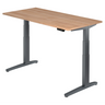 Scrivania regolabile elettricamente in altezza XBHM 16 GG in noce con gambe grigie di hjh OFFICE PRO