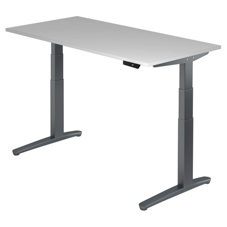 Scrivania regolabile elettricamente in altezza XBHM 16 GG in grigio con display digitale di hjh OFFICE PRO