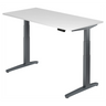 Scrivania regolabile elettricamente in altezza XBHM 16 GG con piano bianco e gambe grigie di hjh OFFICE PRO