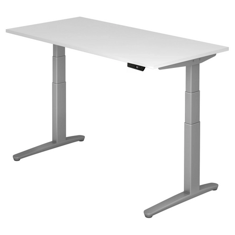 Scrivania regolabile elettricamente in altezza XBHM 16 SS in bianco con display digitale di hjh OFFICE PRO