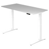 Scrivania regolabile elettricamente in altezza XBHM 16 WW con piano grigio e struttura bianca di hjh OFFICE PRO
