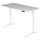 Scrivania regolabile elettricamente in altezza XBHM 16 WW con piano grigio e struttura bianca di hjh OFFICE PRO