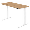 Scrivania ad altezza regolabile elettricamente XBHM 16 WW in rovere nodoso con struttura bianca di hjh OFFICE PRO