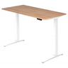 Scrivania regolabile elettricamente in altezza XBHM 16 WW con piano in noce e struttura bianca di hjh OFFICE PRO