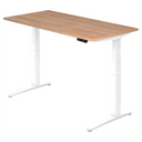 Scrivania regolabile elettricamente in altezza XBHM 16 WW con piano in noce e struttura bianca di hjh OFFICE PRO