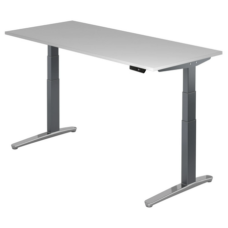 Scrivania regolabile elettricamente in altezza XBHM 19 GC in grigio con display digitale di hjh OFFICE PRO