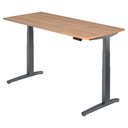 Scrivania regolabile in altezza elettricamente XBHM 19 GG con piano in noce e gambe grigie di hjh OFFICE PRO
