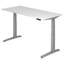 Scrivania regolabile elettricamente in altezza XBHM 19 SS in bianco con display digitale di hjh OFFICE PRO