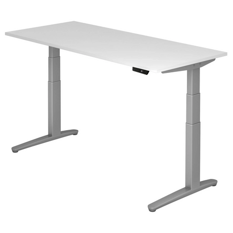 Scrivania regolabile elettricamente in altezza XBHM 19 SS in bianco con display digitale di hjh OFFICE PRO